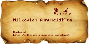 Milkovich Annunciáta névjegykártya
